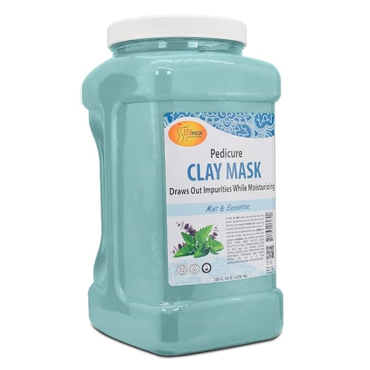 SPA REDI - Clay Mask, Mint and Eucalyptus,128 Oz - Pedicure and Body Deep Cleansing, Skin Pore Purifying, Detoxifying and Hydrating