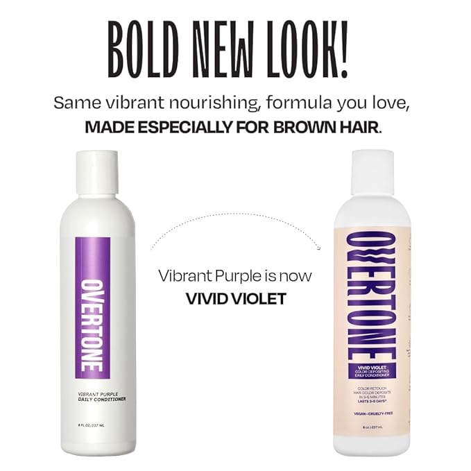 Overtone Daily Color Depositing Conditioner: 8oz Temporary Coloring Conditioner with Shea Butter & Coconut Oil, Refresh Color & Prevent Fading, Cruelty-Free, Extreme Purple is Vivid Violet