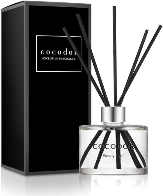 COCODOR Signature Reed Diffuser Set/Woody Hotel / 6.7oz /1 Pack/Home Fragrance Diffuser, Oil Scent Diffuser for Bathroom Shelf Decor