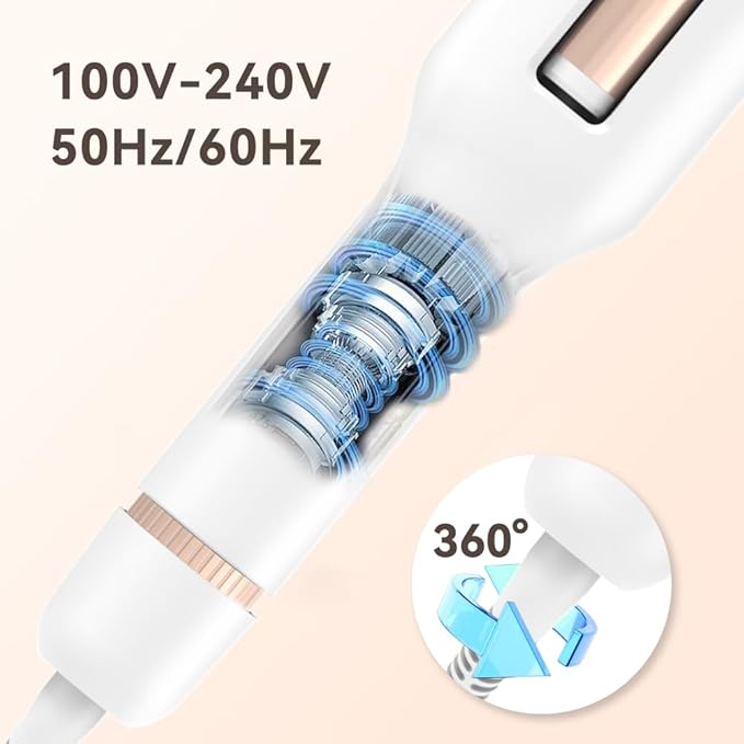 Hair Crimper, Crimper Hair Tool for Shiny Effortless Curls & Waves, 1/1.25/1.4/1.5 Inch Hair Waver Provides 4 Temperature Settings, Air Flow,Negative ions, Dual Voltage,Auto Off