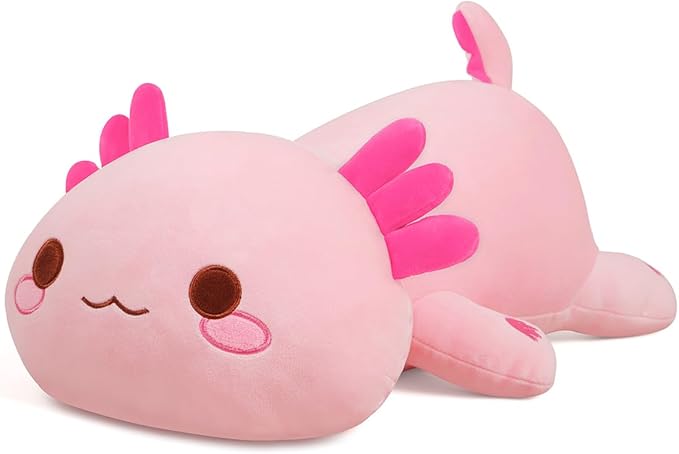 Pink Axolotl Plush Pillow Cute and Soft Axolotl Stuffed Animal Kawaii Plushie Toy Great Gift for Kids, 12"