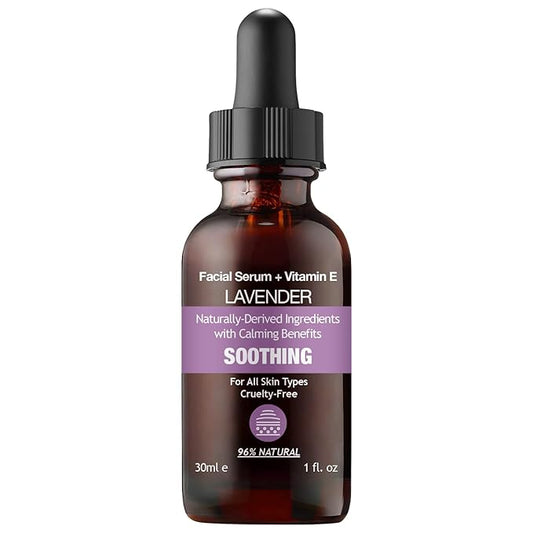 Purifect Lavender Facial Serum – Calming & Soothing Squalane Moisturizer with Vitamin E – Made in USA – Infused with Botanical Oils to Rejuvenate, Cleanse & Hydrate Skin Naturally, 30ml 1fl oz