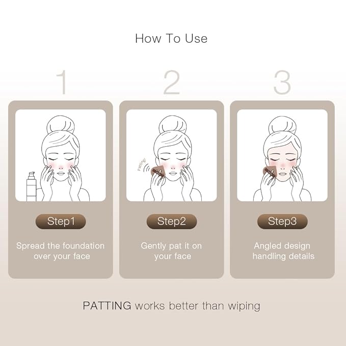 Solone Makeup Spatula and Sponge 3-PCs Set – Washable Foundation Tools with 1 Spatula & 3 Reusable Makeup Sponges + Storage Case | For Blending Liquid, Cream, or Foundation Makeup