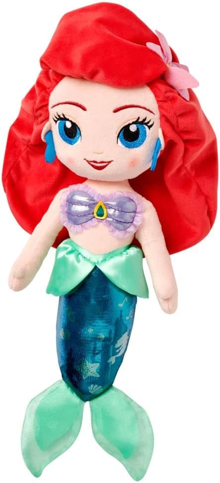 Disney Store Official Princess Plush Doll, Ariel from The Little Mermaid, Medium 14 Inches, Soft Plushy with Embroidered Features, Princess Toys for Girls, Disney Dolls, Stuffed Animals for Girls