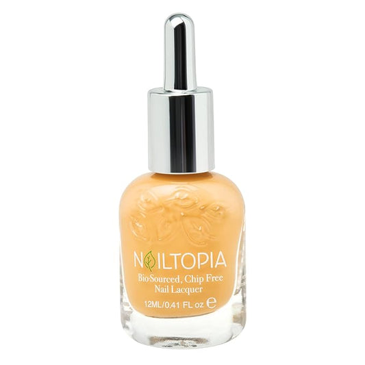 Nailtopia Bio-Sourced, Chip Free Nail Lacquer - All Natural, Strengthening Biotin and Superfood-Infused Polish - Chip Resistant Formula - Quick-Dry, Long Lasting Wear - Just Peachy - 0.41 oz