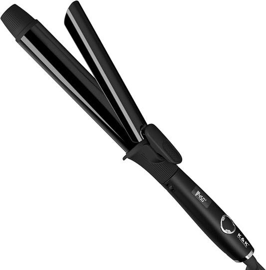 1 1/4 Inch Curling Iron with Clipped Tourmaline Ceramic Barrel Professional 1.25 Inch Hair Curler up to 450°F Dual Voltage for Traveling 60 Mins Auto Off Suit for Different (Black, 1.25 Inch)