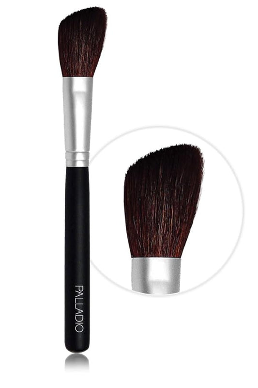 Palladio Blush Brush, Medium Sized Makeup Angled Brush, Soft Natural Bristles, Comfortable Grip, Flawlessly Contours & Defines, For Powder, Blush & Bronzer, Premium Quality & Professional Grade