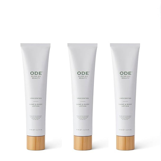 McEvoy Ranch Unscented Hand & Body Tube Lotion (3-pack) by ODE Olive Oil Beauty, Travel Size, Organic EVOO, California Made, Everyday Hydration