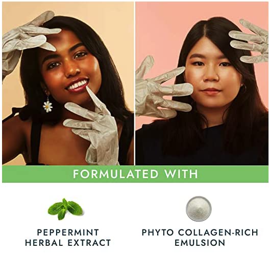 VOESH Collagen Gloves, Vegan Hand Masks, Peppermint, 3 Pack, Moisturizing Hand Mask, Lotion Gloves, Hydrating Gloves, Hand Care, Spa Manicure Gloves, Dry Hand Treatment