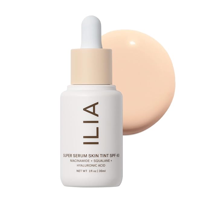ILIA - Super Serum Skin Tint SPF 40 | Non-Comedogenic, Vegan, LIghtweight to Help Against Blue Light, + Pollution while Hydrating, Smoothing, + Refining (Rendezvous ST1, 1 fl oz | 30 ml)