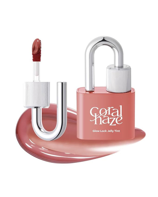 CORLAHAZE Glow Lock Jelly Tint 112 Nutty 4g, Hydrating Jelly Glow Lip Stain, Glass-Like Shine Lip Gloss, Long-Lasting Color, Moisturizing Lip Enhancer, Collectible Lock-Shaped Design, Korean Makeup