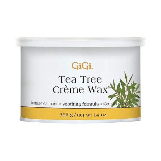 GiGi Tea Tree Crème Wax - Soothing Hair Removal Wax for Sensitive Skin, Soft Wax for Face & Body, Calming Formula with Tea Tree Oil, 14 oz