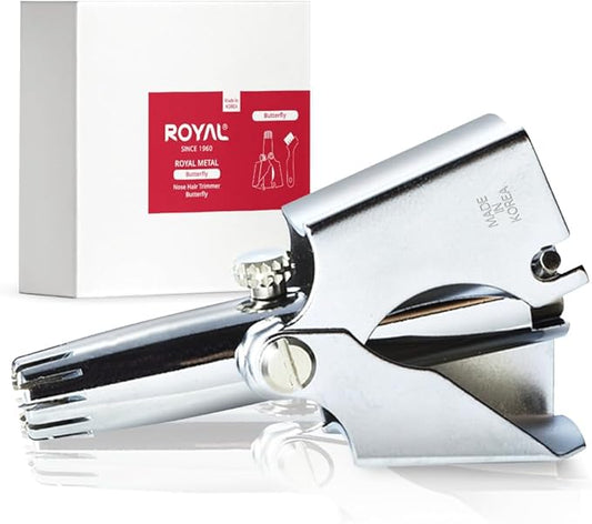 ROYAL [Made in Korea Nose Hair Trimmer for Men Butterfly, Manual, Battery-Free, Waterproof, Painless with Twelve Dual-Edged Blades, Patented Mechanism ET-1