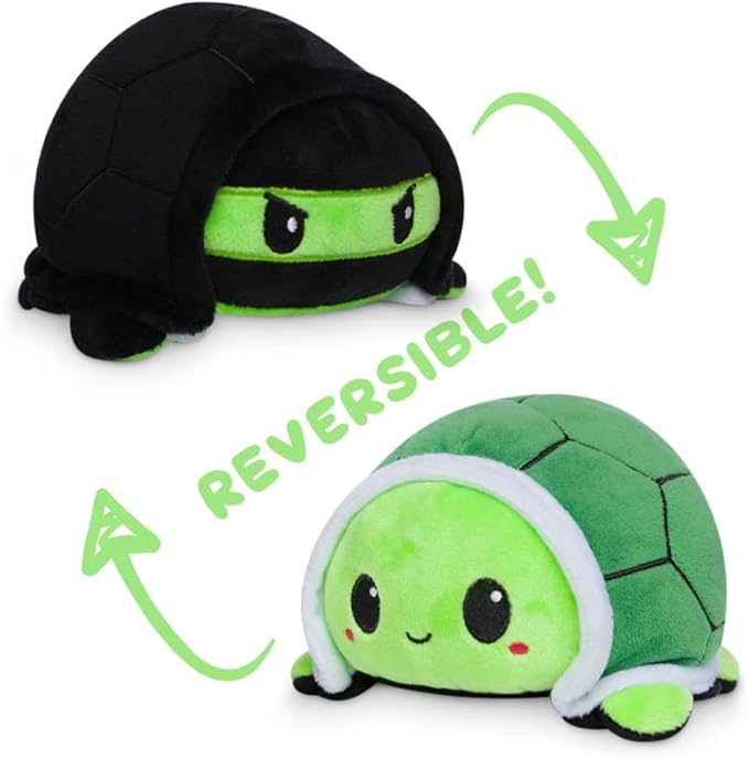 TeeTurtle - The Original Reversible Turtle Plushie - Ninja - Cute Sensory Fidget Stuffed Animals That Show Your Mood 4 Inch