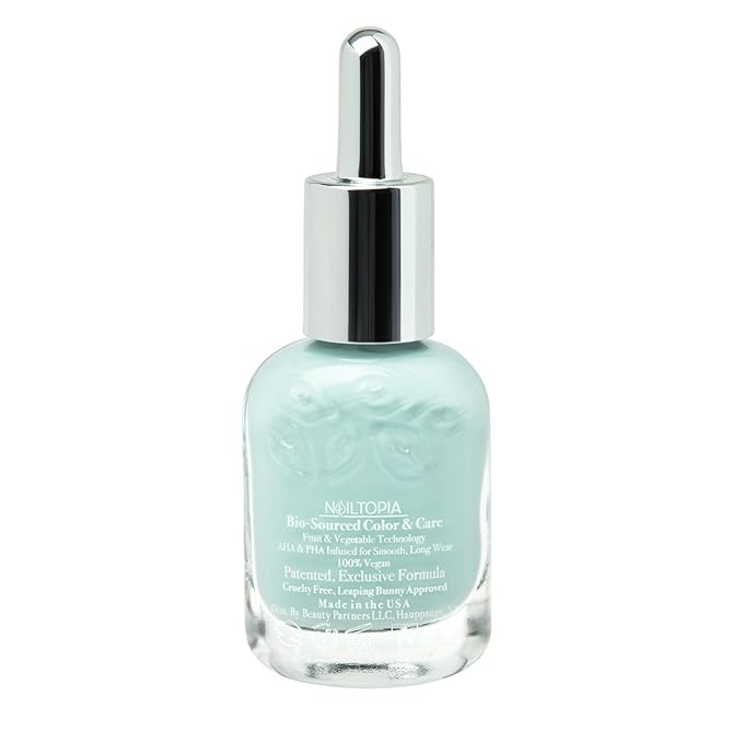 Nailtopia - Plant-Based Chip Free Nail Lacquer - Non Toxic, Bio-Sourced, Long-Lasting, Strengthening Polish - That's The Tea (Icy Blue) - 0.41oz