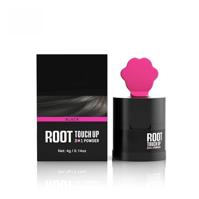 Gowwim Root Touch up Powder, Instantly Gray Hair Cover up Hairline Powder for Women & Men Waterproof and Sweatproof Root Cover Up Long-Lasting for Thinning & Loss Hair (Black1, 4g-1)