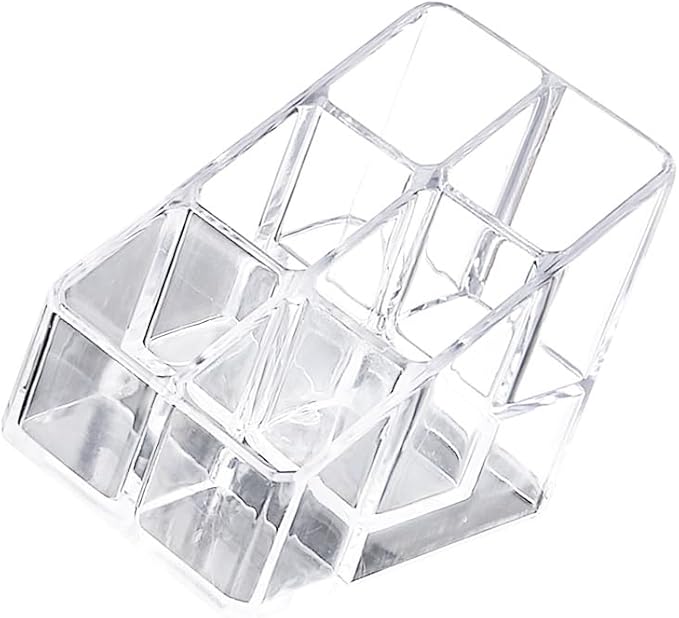 Ciieeo Nail Polish Organizer Case Small Acrylic Lipstick Holder 6 Slots Clear Lipstick Organizer Case Lipgloss Display Stand Rack for Lipgloss Nail Polish Display