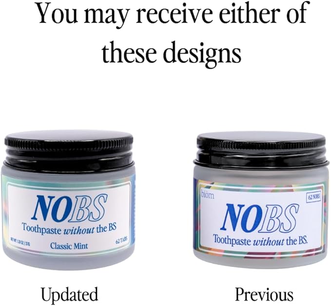 NOBS (No Bad Stuff) Toothpaste Tablets - Nano Hydroxyapatite, Fluoride & Plastic Free, Eco & Travel Friendly - Remineralize with NHA (1 Month)