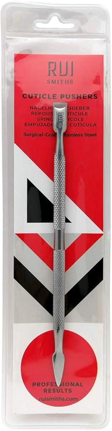 Rui Smiths Pro Cuticle Pusher with 2 Ends - Stainless Steel Manicure Tool - Style 104