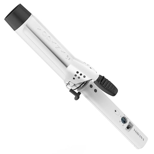 VODANA Professional GlamWave Ceramic Curling Iron, Long-Lasting Natural Curls, Instant Heat, Hair Curler, Curling Wand, Available in USA (1.4 inch, White)