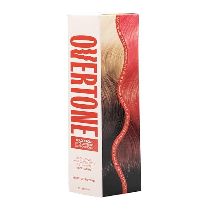 Overtone Daily Color Depositing Conditioner, Golden Rose, 4.5oz, Hydrating, Damage-Free Temporary Hair Color for All Hair Types with Shea Butter & Coconut Oil, Vegan & Cruelty-Free