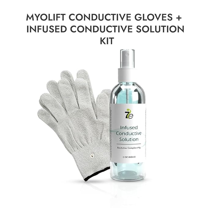 7E Wellness MyoLift Conductive Gloves + Infused Conductive Gel Kit – Microcurrent Device Accessories for Smooth Conductivity, Skin Comfort, and Hydration – Compatible with MyoLift Mini & TriWave