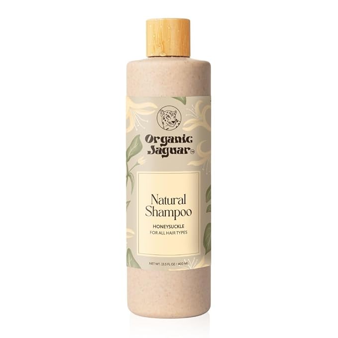 Organic Jaguar Natural Shampoo for Hair Care, Sulfate Free Shampoo with Castor Oil, Honeysuckle, Glycerin, Aloe Vera & Mild Thickening Agent, Dry to Color Treated to All Hair, 13.5 fl oz