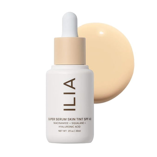 ILIA - Super Serum Skin Tint SPF 40 | Non-Comedogenic, Vegan, Lightweight to Help Against Blue Light, + Pollution while Hydrating, Smoothing, + Refining (Tulum ST2, 1 fl oz | 30 ml)