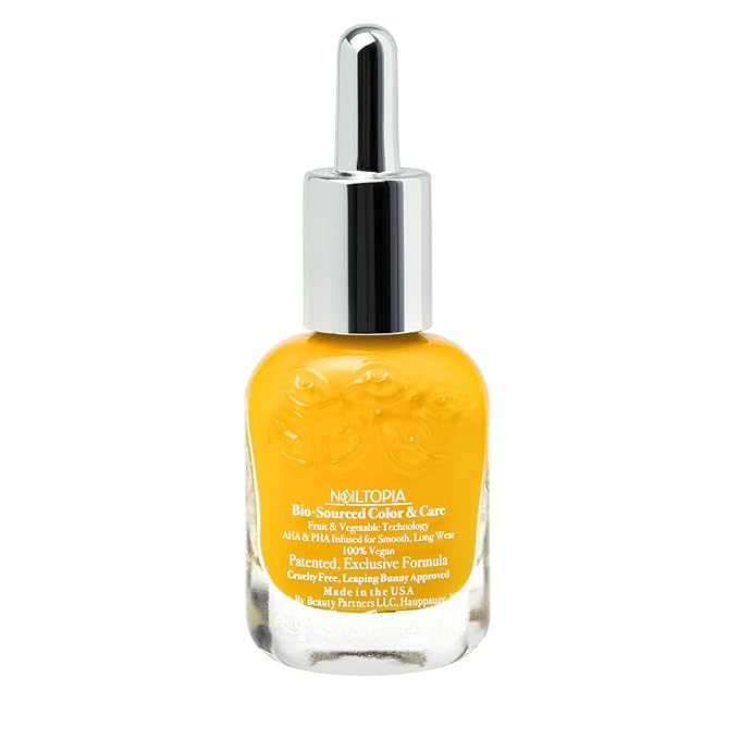 Nailtopia - Plant-Based Chip Free Nail Lacquer - Non Toxic, Bio-Sourced, Long-Lasting, Strengthening Polish - Glow Up (Vibrant Mustard Yellow) - 0.41oz