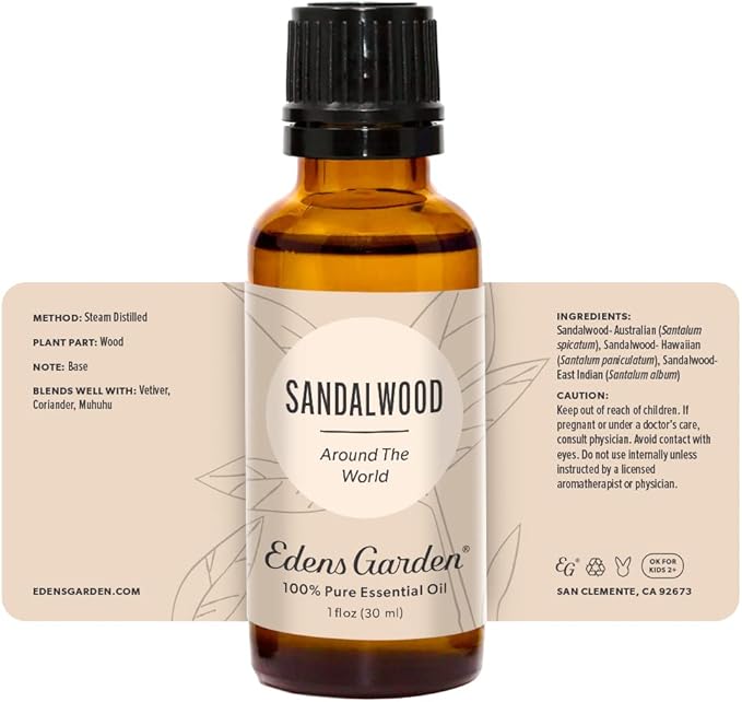 Edens Garden Sandalwood Around The World Essential Oil- 100% Pure Premium Grade, Undiluted, Natural, Therapeutic, Aromatherapy, The Best for Diffuser, Skin, Face, Hair 30 ml (1 fl oz)