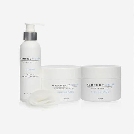PERFECT SKIN BY CHRISTIE KIDD, PA-C | Fresh + Clean Duo Bundle | Natural Face Cleanser & Exfoliating Pads Set | Clean, Soothe, and Refine Skin