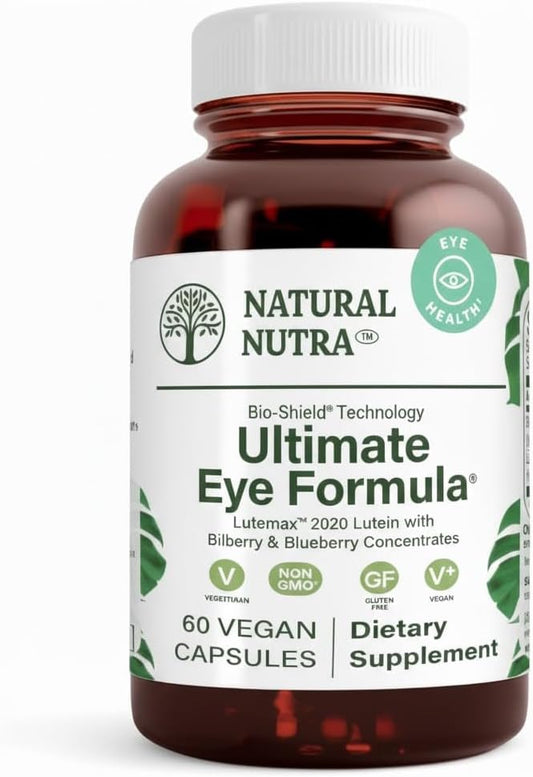 Natural Nutra Ultimate Eye Health Supplement - Bilberry & Blueberry Extract Blend for Day and Night Vision Support, Promotes Color Perception & Eye Clarity - Non-GMO, Gluten-Free, Vegan - 60 Capsules
