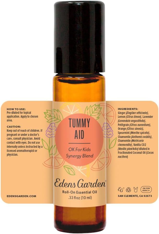 Edens Garden Tummy Essential Oil Roll-On Blend- 100% Pure Premium Grade, Natural, Therapeutic, Aromatherapy, Kid & Skin Safe, The Best for Body, Comfort, Wellness Pre-Diluted 10 ml (.33 fl oz)