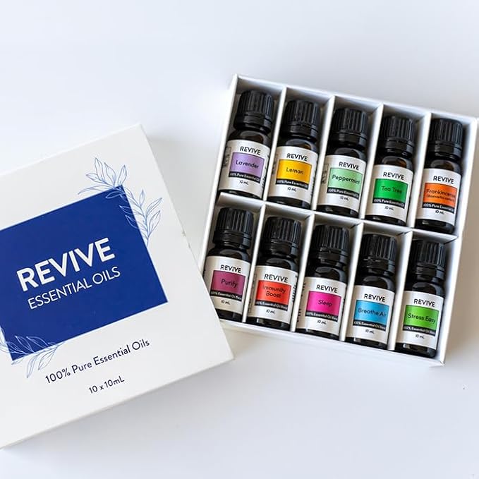 Starter Kit by Revive Essential Oils - 100% Pure Therapeutic Grade, for Diffuser, Humidifier, Massage, Aromatherapy, Skin & Hair Care