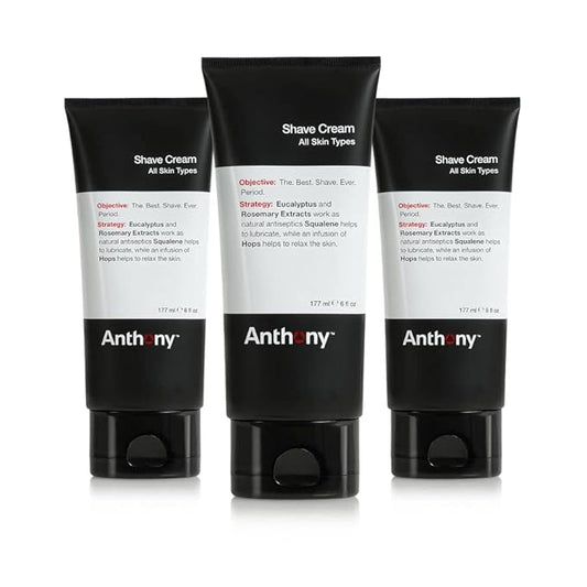 Anthony Shaving Cream Mens Sensitive Skin: Squalane, Eucalyptus, Spearmint and Rosemary Extracts, Help Soothe, Refresh, Cool, and Condition Your Skin for Shave 6 Fl Oz 3 Pack