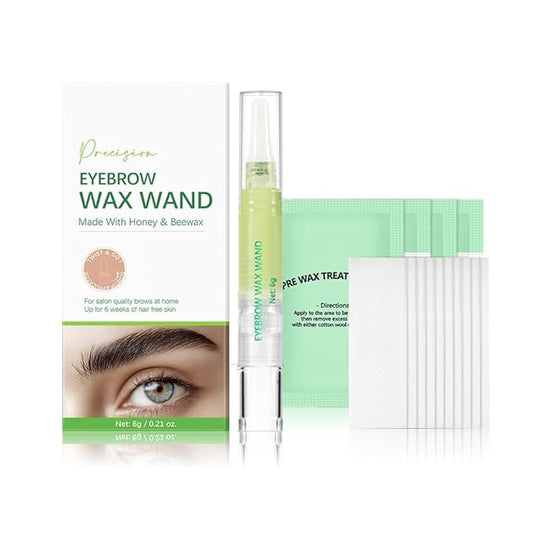 Eyebrow Wax Kit for Hair Removal,Waxing Strips for Eyebrows Women, Eyebrow Waxing Kit with Wax Pen Hair Removal (10 Pcs Cotton Strips 4 Pcs Cleansing Wipes)