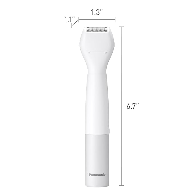Panasonic Bikini Trimmer and Shaver for Women with 4 Attachments for Fast Easy Gentle Grooming in Intimate Areas, Use Wet/Dry, Electric Razor, Battery-Operated – ES-WV62-H (White/Silver)