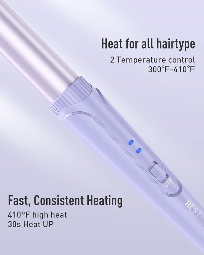 Waver Curling Iron Wand - BESTOPE PRO 5 in 1 Curling Wand Set with 3 Barrel Hair Crimper for Women, Fast Heating Crimper Wand Curler in All Hair Type, Women Gifts - Purple
