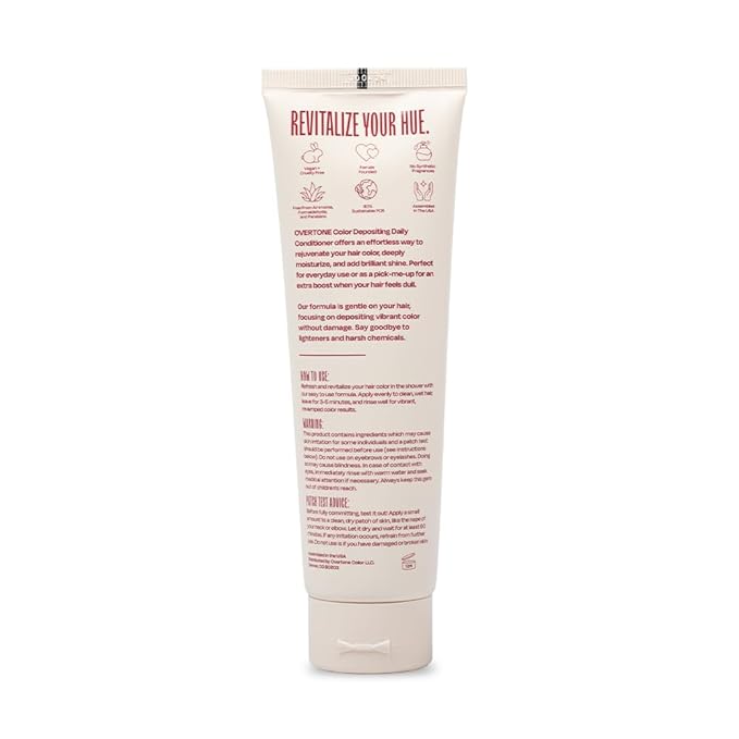 Overtone Daily Color Depositing Conditioner - 4.5oz Temporary Coloring Conditioner with Shea Butter & Coconut Oil - Refresh Color & Prevent Fading - Vegan & Cruelty-Free, Red for Brown is Scarlet Red