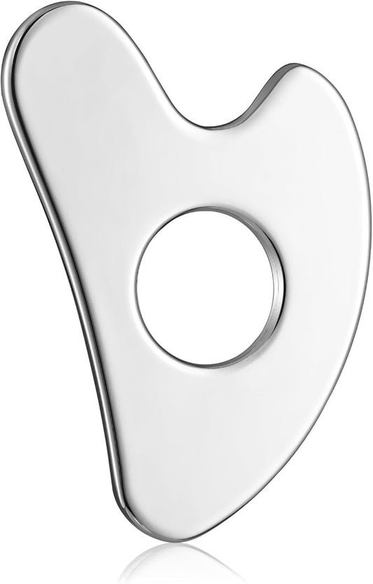 rosenice Gua Sha Facial Tool for Face Skincare Stainless Steel Gua Sha Board for Body Tensions Reduce Puffiness Festive Gifts Silver