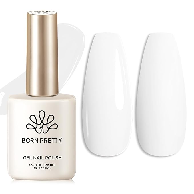 Born Pretty White Gel Nail Polish Christmas Snowflake Color Soak Off U V LED Gel Polish Hema-Free Gel Nail Polish French Wedding Tips Nail Art DIY Manicure at Home 15ml