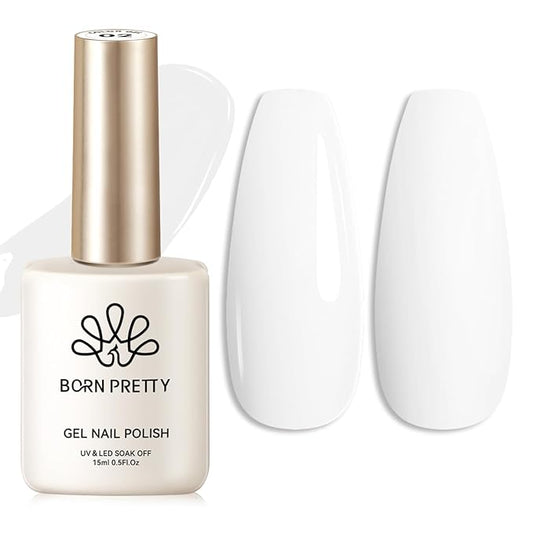 Born Pretty White Gel Nail Polish Christmas Snowflake Color Soak Off U V LED Gel Polish Hema-Free Gel Nail Polish French Wedding Tips Nail Art DIY Manicure at Home 15ml