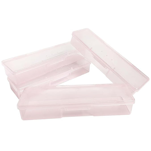 Plastic Storage Personal Box for Nail, 4PCS Nail Implement Manicure Tool Organizer Case Box for Nail Art Pedicure Supply (Pink)