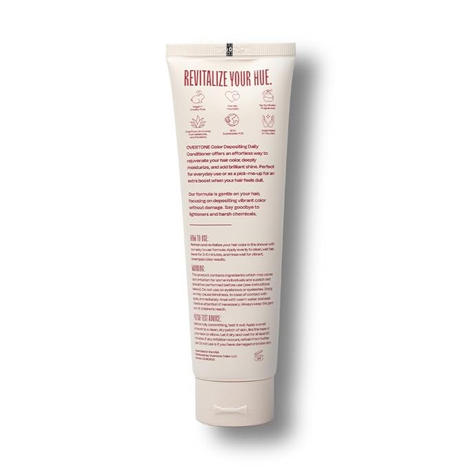 Overtone Daily Color Depositing Conditioner - 4.5oz Temporary Coloring Conditioner with Shea Butter & Coconut Oil - Refresh Color & Prevent Fading - Vegan & Cruelty-Free, Red for Brown is Scarlet Red