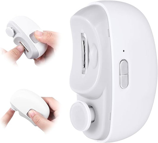 3 in 1 Electric Nail Clipper for Seniors, Baby Nail Trimmer Electric Automatic Trimmer, Safe Electric Toenail Clippers Nail File Tools for Adult, Manicure Kit Grinder with Polishing(White)