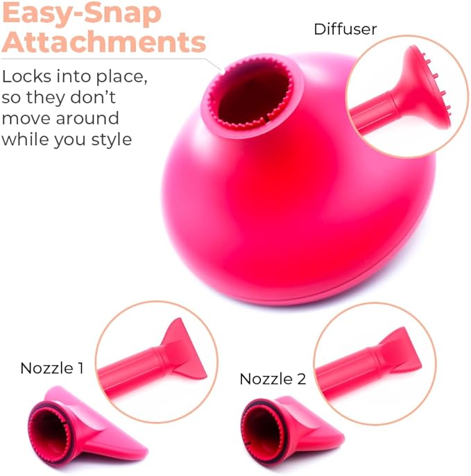 DryQ Smart Hair Dryer from SRILabs | Infrared and Ionic Technology - Lightweight + Foldable - Powerful + Quiet - 3 Magnetic Attachments - Heat Control with Locking Switch - Limited Edition (Magenta)