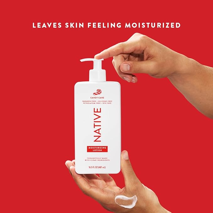 Native Body Lotion with Naturally Derived Ingredients - Candy Cane - Silicone, Paraben, & Dye Free Leaving Skin Soft and Hydrating | Holiday Seasonal Scent Bundle, 16.5 oz - 2 Pk