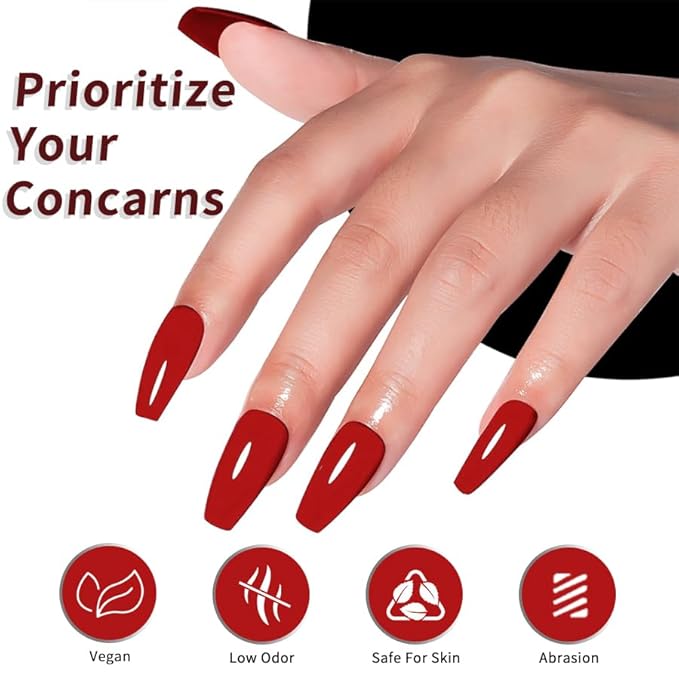 JR 9pcs 15ml Deep Red Burgundy Christmas Gel Polish Set Crimson Soak Off Polish Dark Cherry Gel Polish For Nail Salon Gift Red