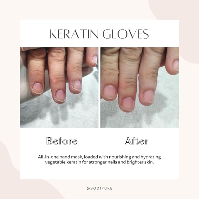 Bodipure Premium Hand Mask Keratin Gloves | Moisturizing Gloves for Dry Hands & Nail-Strengthening & Cuticle Softening | Spa Experience at Home | Chemical Free & For All Skin Types | 100 Pairs
