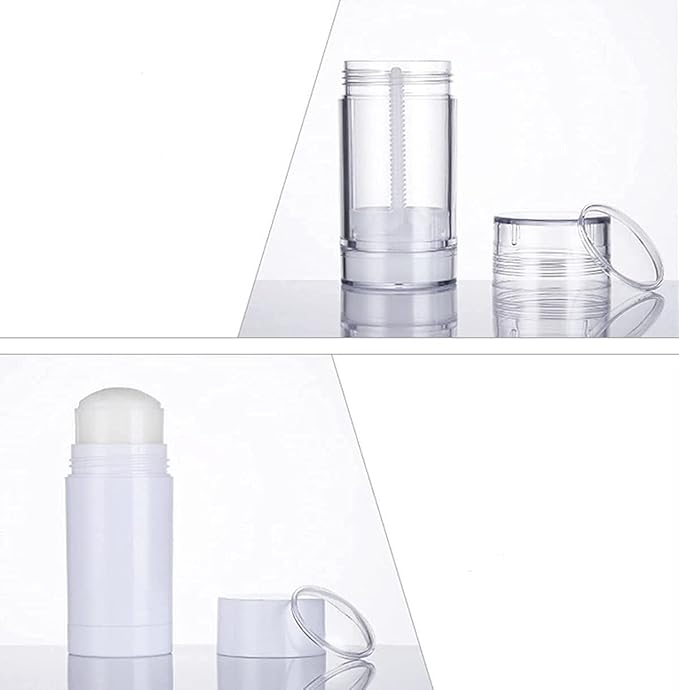 10 Pcs 30ml Empty Deodorant Containers Twist-up Filling Stick Clear Plastic Deodorant Container 1 Oz Refillable Deodorant Bottles Bottom-fill Round Lip Balm Tubes for DIY Lipstick Crayon Chapstick